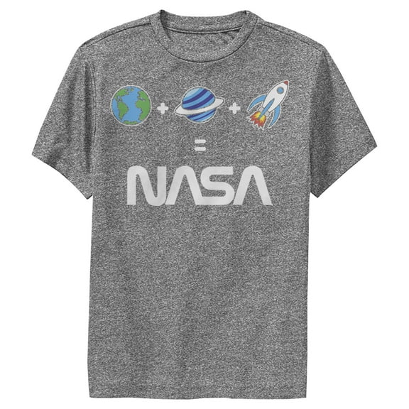 Boy's NASA Emoticon Space Logo Equation Performance Graphic Tee Charcoal Heather Small