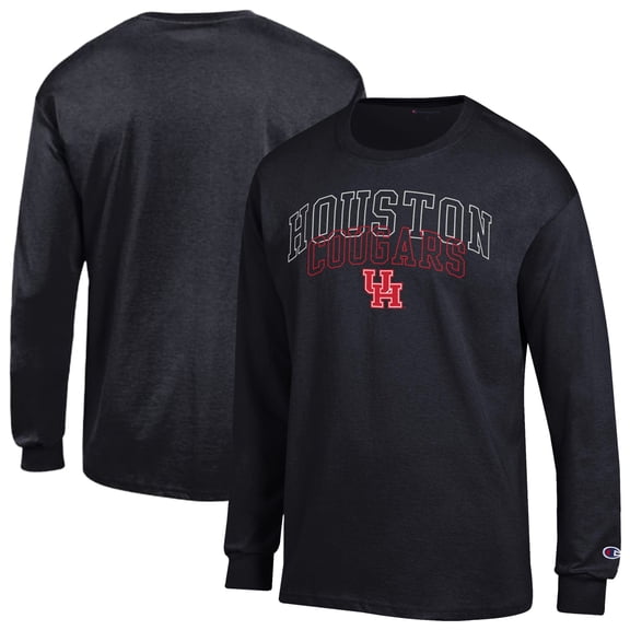 Men's Champion Black Houston Cougars Team Long-Sleeve T-Shirt
