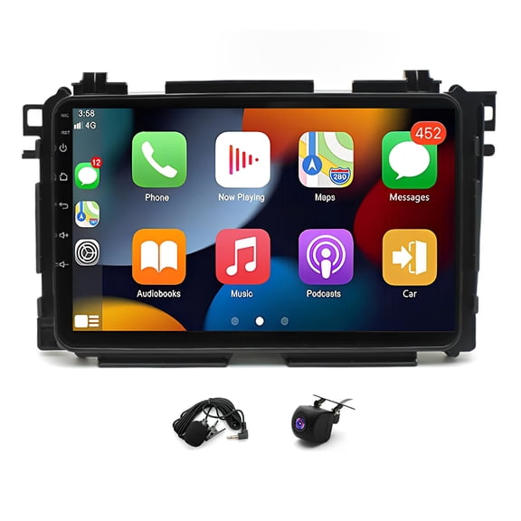 Android 15 Car Stereo Radio 2GB 32G 9in Bluetooth WiFi for Honda Vezel XRV HR-V 2014-2019 Wireless CarPlay Android Auto GPS FM/RDS SWC AHD Cam