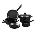 thumbnail image 1 of Bateria De Cocina de Aluminio Con Antiadherente 6 Piezas Negro Con Tapa De Vidrio, 1 of 5
