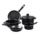 thumbnail image 1 of Bateria De Cocina de Aluminio Con Antiadherente 6 Piezas Negro Con Tapa De Vidrio, 1 of 5