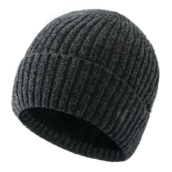LONKITO Mens Hats Thermal Ribbed Brimless Beanie Classic Knit Fleece Warm Cap for Winter