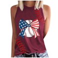 thumbnail image 2 of Bovemsi Baseball Shirt Women Baseball Mom Tank Tops Graphic Tee Cute Workout T Shirts Casual Summer Sleeveless Vest, Red Women's Summer Tank Tops, S, 2 of 4