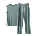 thumbnail image 2 of VBVC Men's and Men's Plus 2 Piece Drawstring Set with Pockets,Cotton Short Sleeve Top and Wide Leg Pant For Men,Green,L-5XL, 2 of 6
