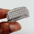 thumbnail image 4 of Men's Pave Set Wedding Band Ring 2.00Ct Round Cut Simulated White Diamond Ring 14K White Gold Plated 925 Sterling Silver, 4 of 5