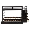 thumbnail image 4 of Twin over Twin Bunk Bed Frame with Trundle and Storage Drawers, Wood Bunk Bed with Stairs and Guardrail for Kids, Boys and Girls, No Spring Box Needed, Easy Assembly, Espresso, 4 of 7
