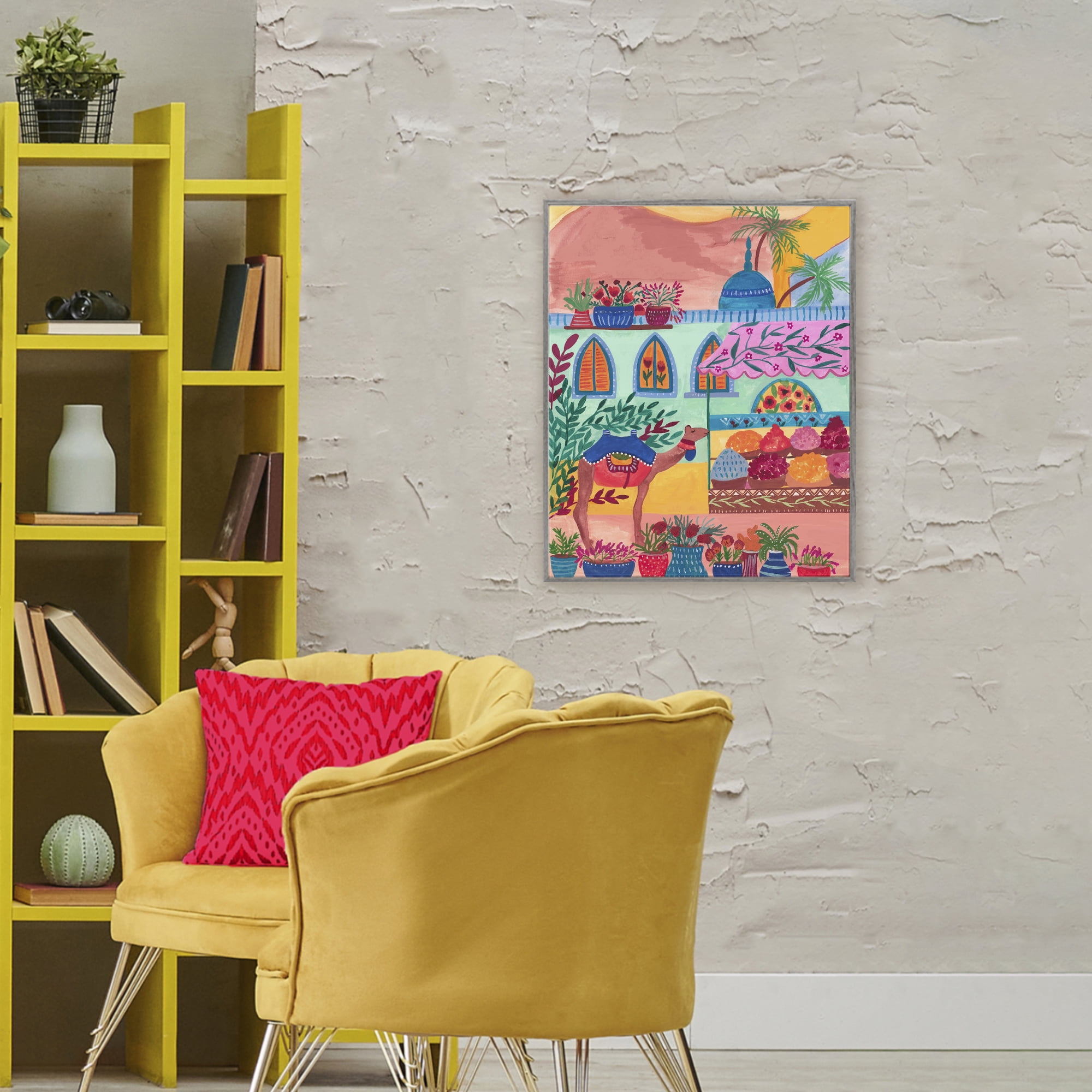 Exotic Egypt Camel Gray Framed Giclee Art, design by Nabeela Rumi