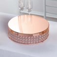 thumbnail image 2 of Efavormart 13" Blush/Rose Gold Crystal Beaded Metal Cake Stand Pedestal, Cupcake Display, Dessert Riser, 2 of 11