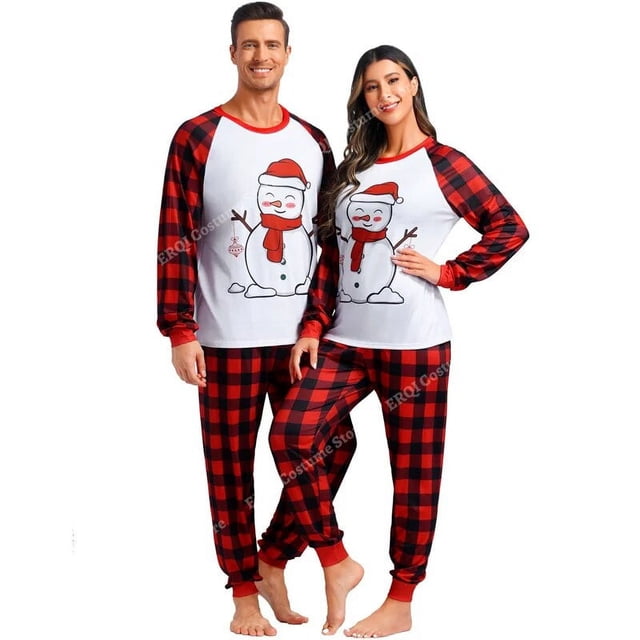 Pijamas navideños Conjuntos de ropa de dormir familiar Pijamas a cuadros navideños Pijamas para parejas Disfraces navideños para hombres y mujeres Rojo Verde XS -XXXL