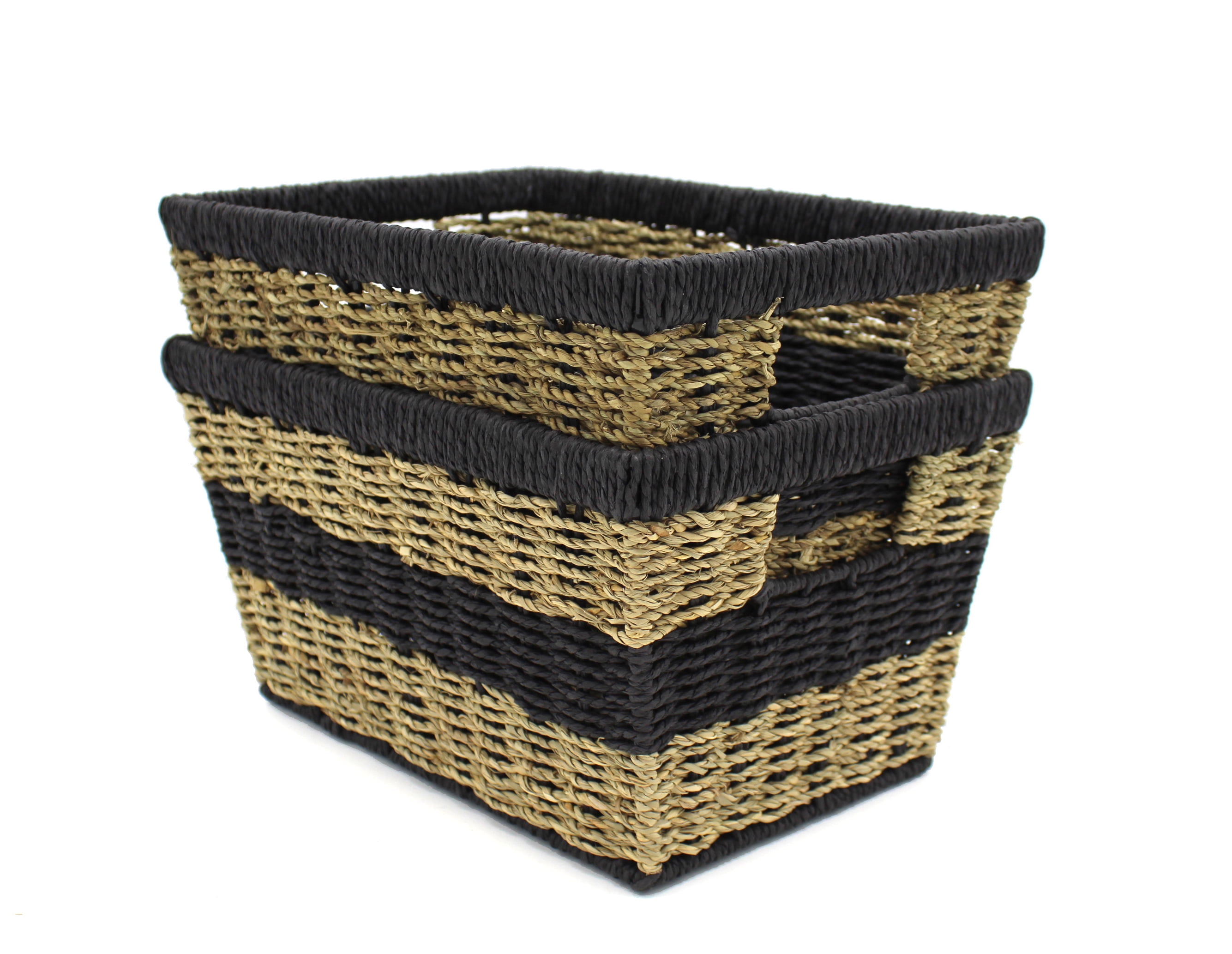 by Handcrafted 4 Home Set of 2 Modern Wicker Shelf Baskets 
