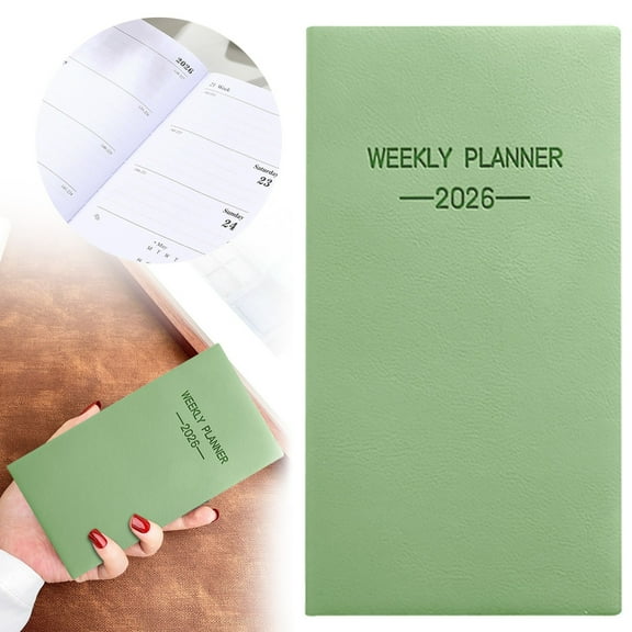 Ljxge A6 Hard Cover Planner 2026 Monthly Agenda Notebook Portable Thin Travel Journal For Business Office Family Wallet Avocado Green