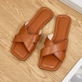 thumbnail image 4 of Juebong Sandals clearance Boho Slide Sandals for Women Girls Dressy Low Wedge Sandal Casual Open Toe Flat Sandals Summer Beach Slip on Sandals Platform Sandals, 4 of 5