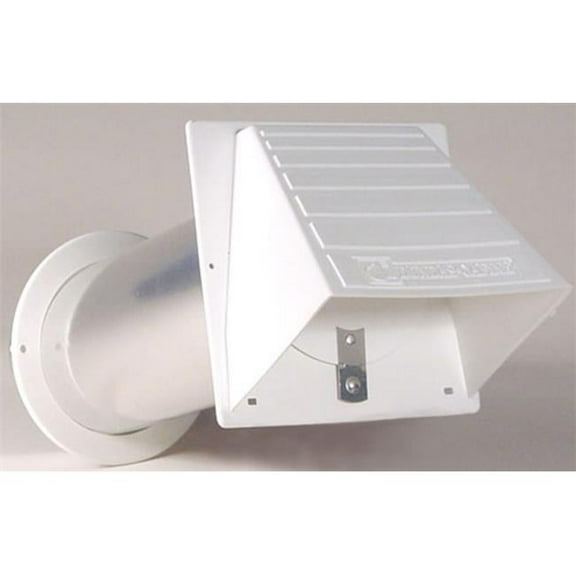 Deflect-O Universal 4" Wide Mouth Vent Hood with White Bird Guard, RVHAW4