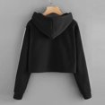 thumbnail image 2 of Women's Cropped Hoodie Sweatshirts Long Sleeve Solid Color Drawstring Sweater with Side Stripes Soft Comfortable Casual Top, 2 of 6