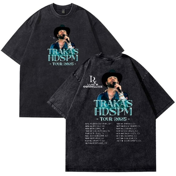 Luis R Conriquez Trakas HDSPM Tour 2025 T-shirt washable T-shirt unisex fashion trend cotton short sleeved round neck T-shirt