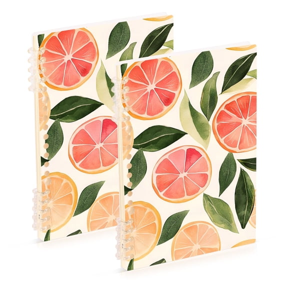 FORMRS 1-Subject Spiral Notebook 8" x 5" College Ruled 60 Refillable Sheet, Watercolor Grapefruit