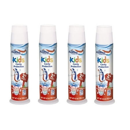 (4 Pack) Aquafresh Fluoride Toothpaste Kids Cavity Protection Bubble Mint, 4.6