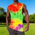 thumbnail image 1 of Ceisia Men's Slim Fit Crew Neck Tie-Dye Sleeveless Tank Top for Casual Sports Red XL Gifts, 1 of 5