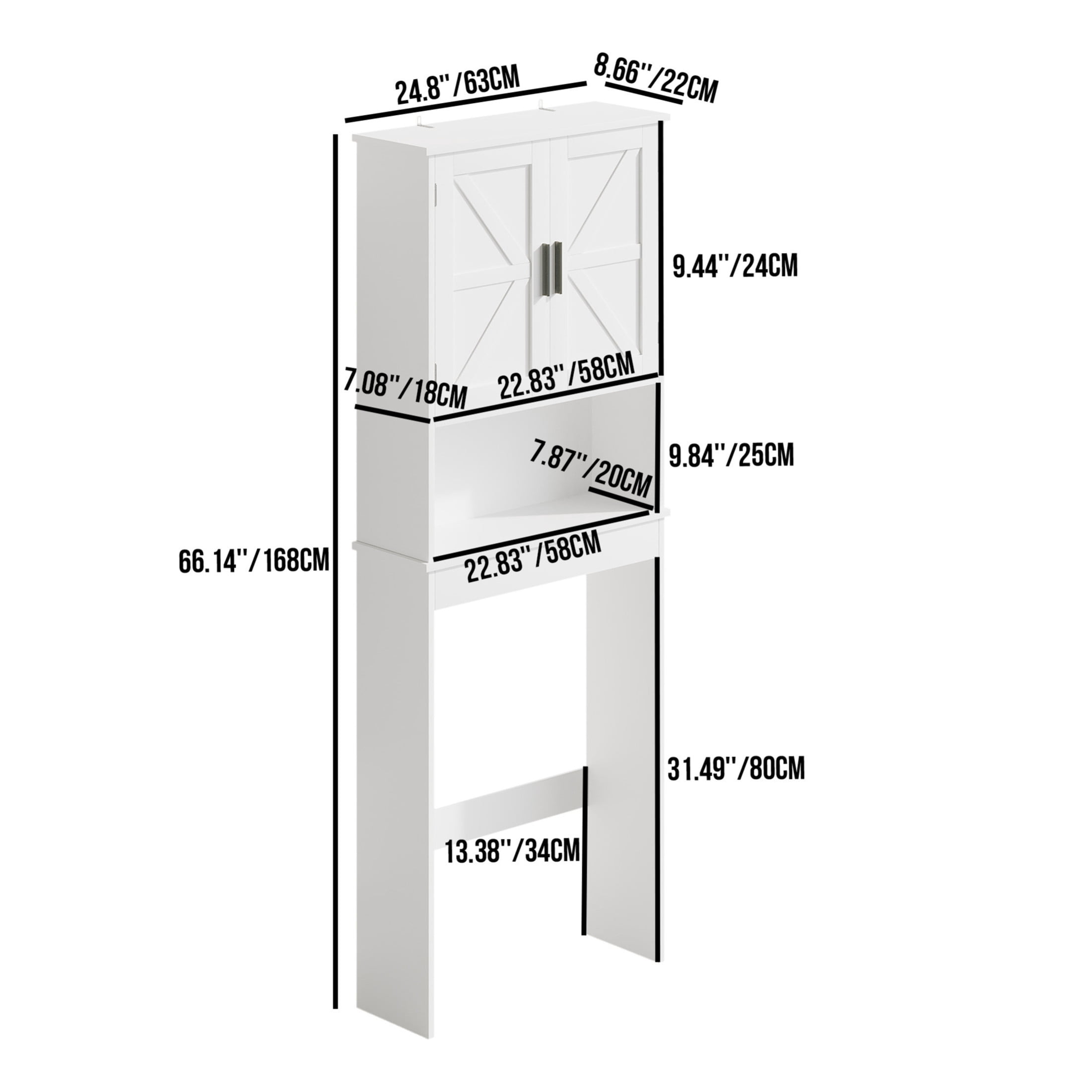Noble House Over The Toilet Storage Cabinet with Adjustable Shelf, Bathroom Space Saver with Double Doors, White