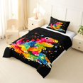 thumbnail image 3 of Metsweet Watercolor Dino Twin Comforter Sets 2pcs, Gradient Starry Sky Bedding Set, Pink Black,Black Reversible,1 Comforter and 1 Pillowcase, 3 of 6