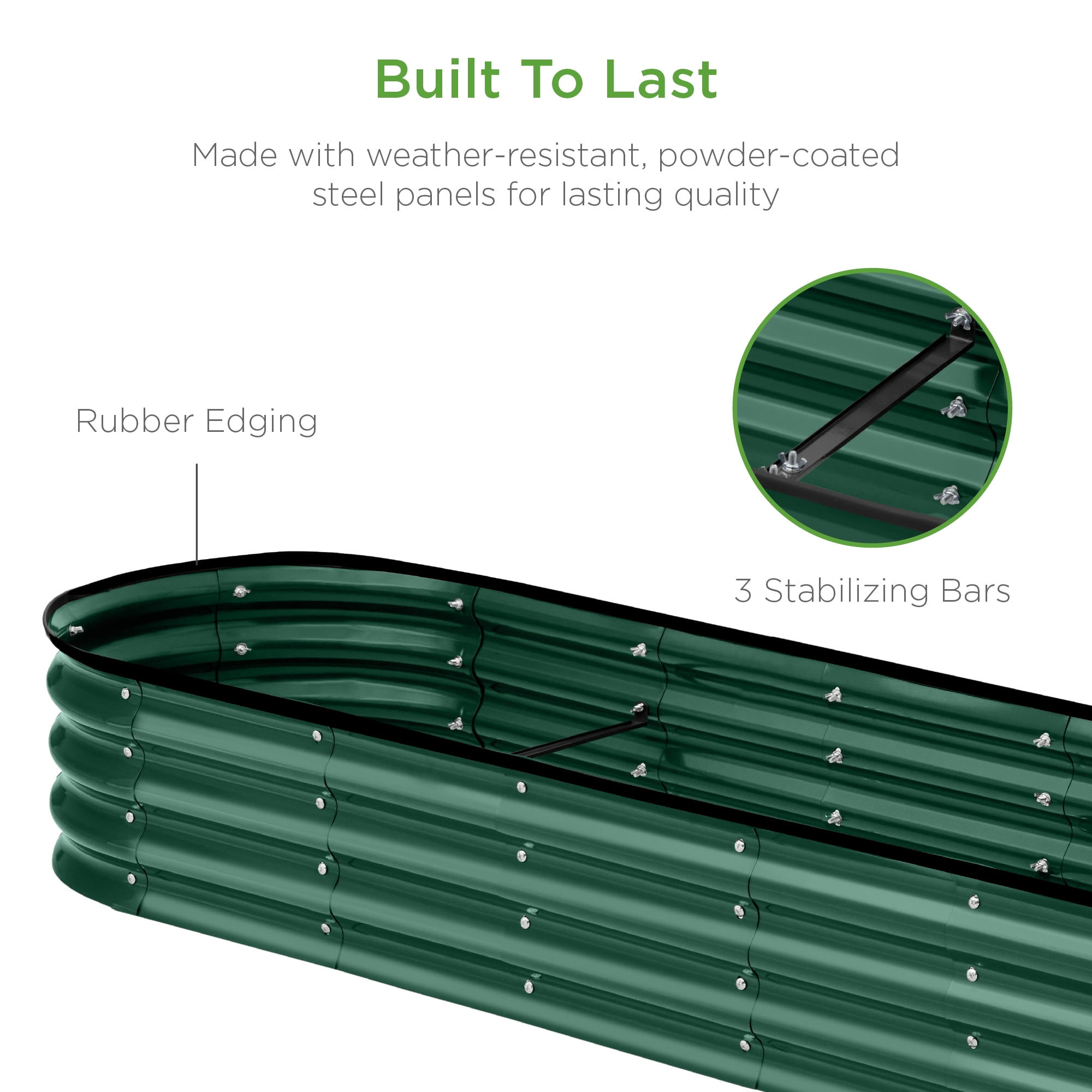 Best Choice Products 8x2x1ft Outdoor Metal Raised Oval Garden Bed, Planter Box for Vegetables, Flowers - Dark Green