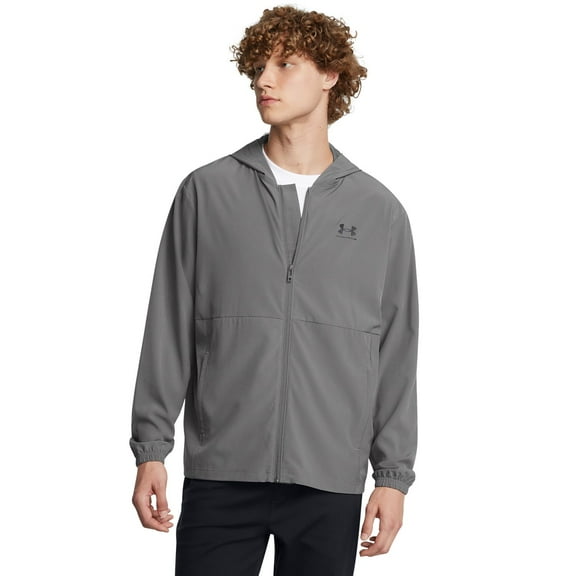 Men's Under Armour Vibe Woven Hooded Windbreaker Jacket Color: Castlerock Size: XXL