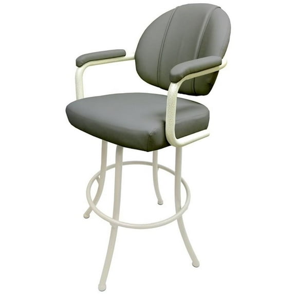Tobias Designs 26" Vinyl Upholstered Swivel Counter Stool in Gray and White