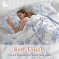 thumbnail image 4 of 3 Piece Blue White Flowers Duvet Cover Set California King,Microfiber Comforter/Quilt Cover with Corner Ties and 2 Pillowcases,Spring Summer Floral Botanical All Season Bedding with Zipper Closure, 4 of 8