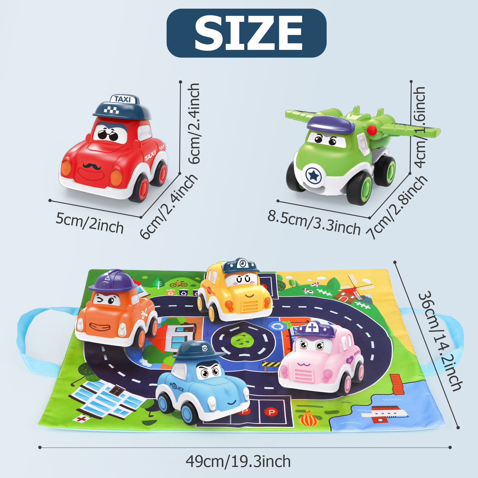 Tepear Pull Back Toy Cars Set with Playmat photo 6