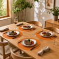 thumbnail image 4 of Unique Bargains 2 Pcs Bow Oval Faux Leather Placemat Orange, 4 of 5