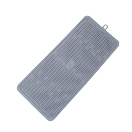 

Bar Silicone Drain Pad Drying Mat Kitchen Deep Grooves Non-slip Drain Tray - 44.5x20x0.5cm (Light Grey)