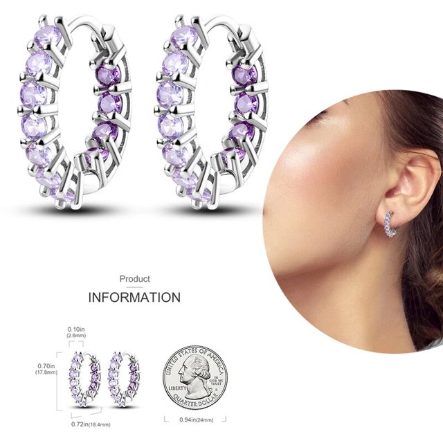 Hoop Earrings For Women Silver Plated Sparkling Pave CZ U Shape Star Moon Feather Luxury Fine Engagement Wedding Earring