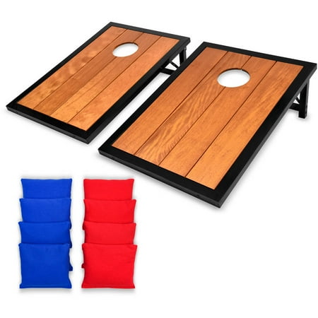 GoSports Premium Hardwood Cornhole Toss Set with Powder Coated Frame, 8 Bean Bags, 3' x 2' Tailgate Size Boards