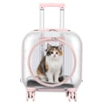 thumbnail image 4 of Dbuoem Transparent Pet Trolley Box,Cat Carrier with Wheels,Hard Shell Pet Rolling Backpack with Telescopic Handle,Detachable Shoulder Strap,for Outdoor, 4 of 7