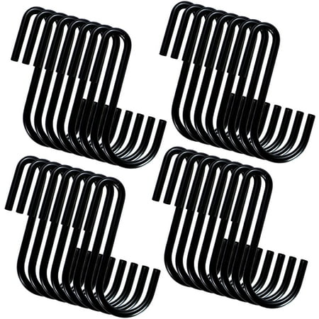 

southwit 28 Pack Heavy Duty S Hooks Black S Shaped Hooks Hanging Hangers Hooks for Kitchen Bathroom Bedroom and Office: Pan Pot Coat Bag Plants(28 Pack/Black/Medium)
