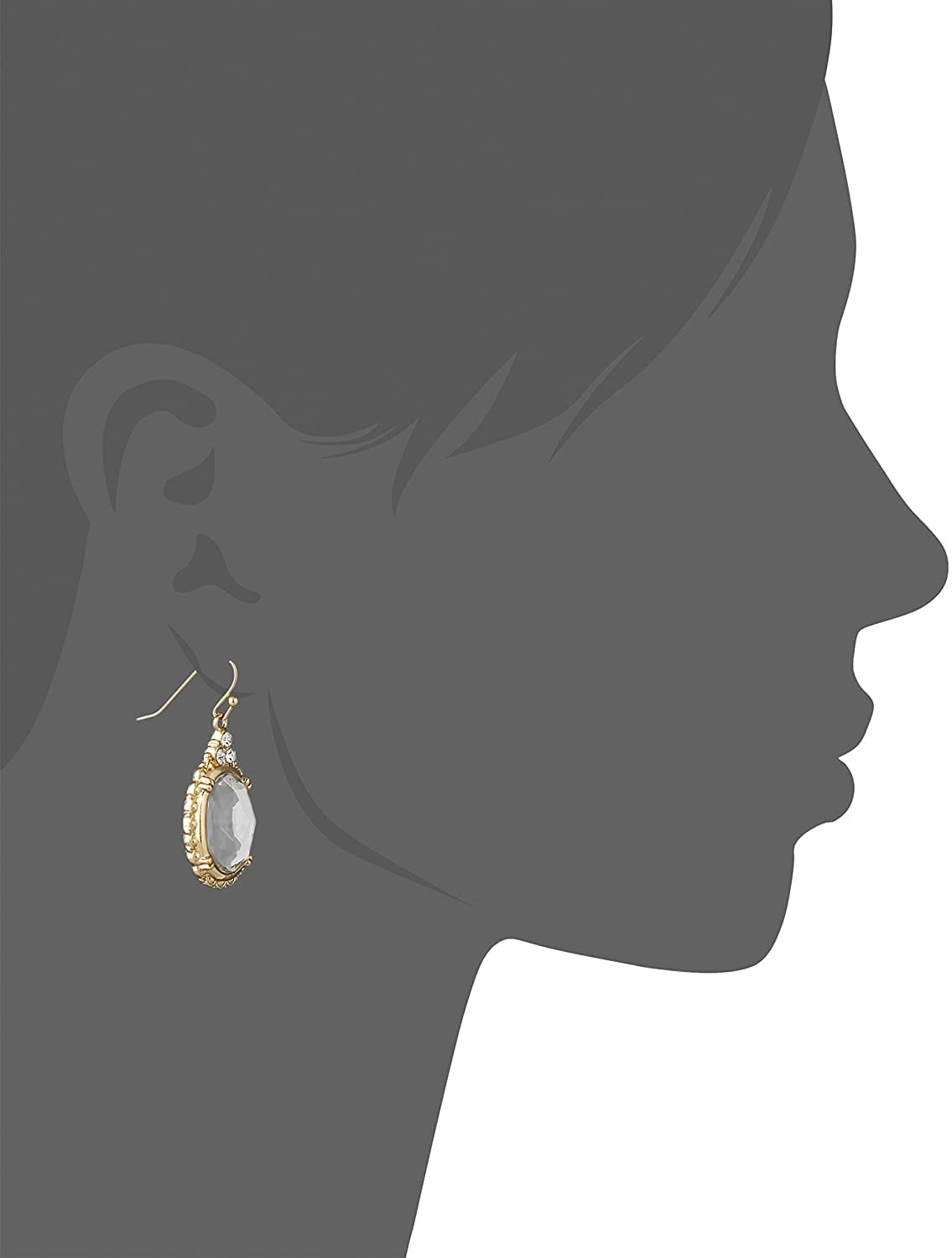 1928 Jewelry "Victorian Cristallo" Crystal Clear Oval Faceted Drop Earrings