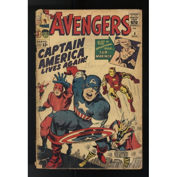 Avengers #4 FA/GD 1.5 1st Silver Age Captain America! Comic Book