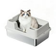 thumbnail image 1 of Stainless Steel Cat Litter Box – Extra Large 50x35x27cm High-Sided Enclosure (White, Non-Stick & Odor Resistant), 1 of 8
