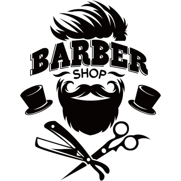 Adhesivo de pared para barbería, diseño de peluquería en blanco y negro, vinilo decorativo para pared, papel pintado, pegatinas artísticas