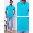 thumbnail image 4 of DARING DIVA Men's Solid Stretch Short Sleeve Slim Fit Golf Shirt M Bright Blue, 4 of 6