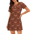 thumbnail image 1 of Easygdp Dachshund Dog Puppy Camisón de manga corta para mujer, informal, estampado, 1 of 6
