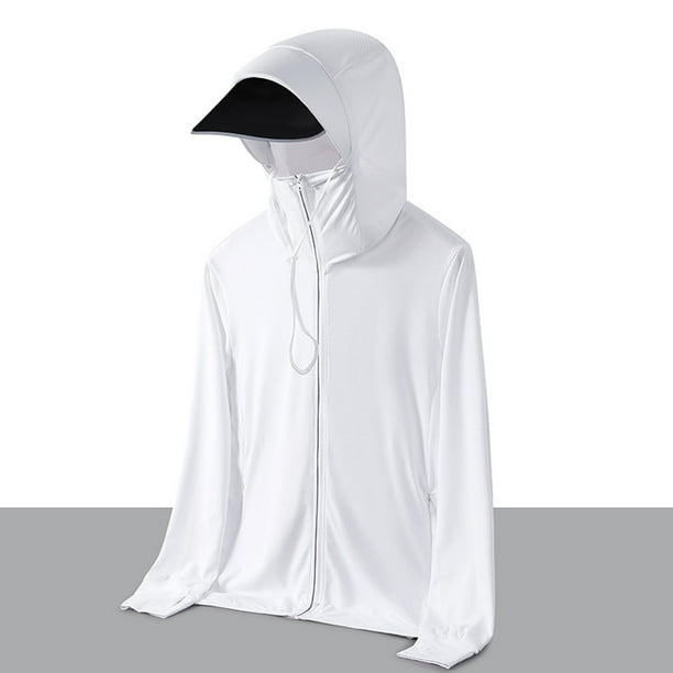 pstuiky camisa de manga larga para hombre, Chaqueta protectora de verano con capucha y protector solar de manga larga para hombre, ideal para deportes al aire libre y secado rápido. m