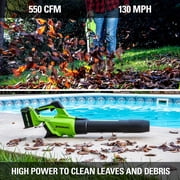 Greenworks 40V Brushless 16 Attachment Capable String Trimmer + Brushless 550 CFM/130 MPH Blower Combo Kit with a 4.0 Ah Battery and 2A Single Port Charger