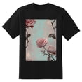 thumbnail image 2 of Plus Size Shirt for Women Black Tops for Women Short Sleeves Shirt for Women Roses3 T Shirt Crewneck Shirt for Women 2XL, 2 of 5