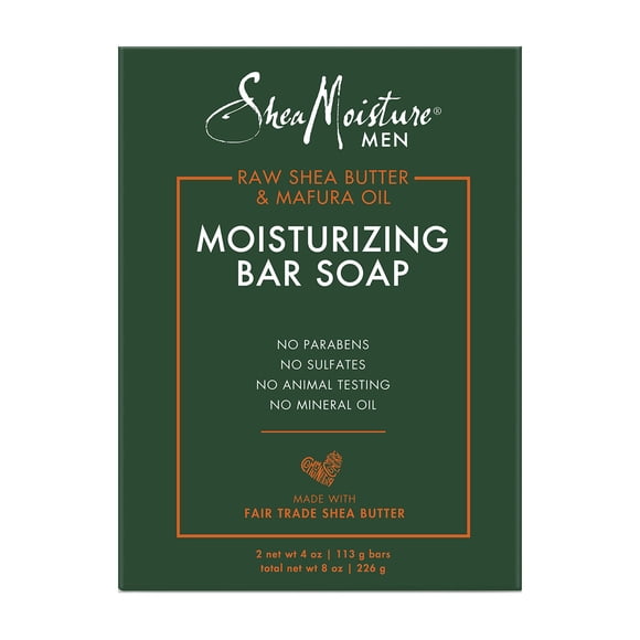 SheaMoisture Men Bar Jabón Limpiador para limpiar e hidratar la piel Hidratante Cremoso Vainilla 8 Oz 2 unidades