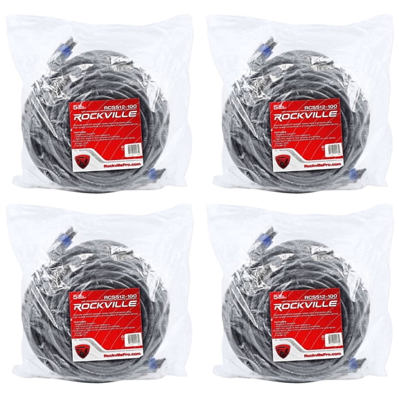 4 Rockville RCSS12100 100' 12 AWG 100% Copper Speakon to Speakon Speaker Cable