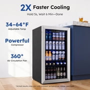 Simzlife 130 Can Beverage Refrigerator with Glass Door for Home, 17.3 in D, 31.3 in H, Silver