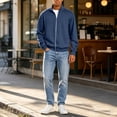thumbnail image 4 of Mens Zip Up Sweatshirt No Hood Mock Neck Sweatshirts Men's Fleece Jackets Full Zip Lightweight Jacket Seam Pocket Navy XL, 4 of 8