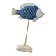 thumbnail image 4 of Escultura de pez de madera sobre soporte, decoración náutica, regalo de escritorio, animal marino del océano de verano Azul, 4 of 7