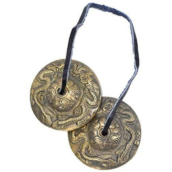 Meditation Bell - Tingsha Cymbals with Straps - Meditation Chime Tibetan Bell for Healing Yoga Meditation in a Box by Mudra Crafts, Dragon 2.5 Inches